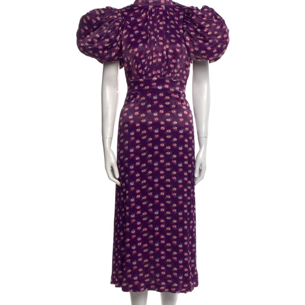 Chic Floral Puff Sleeve Midi Dress